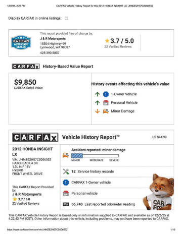 2012 Honda Insight LX