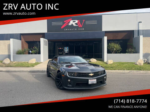 2013 Chevrolet Camaro for sale at ZRV AUTO INC in Brea CA