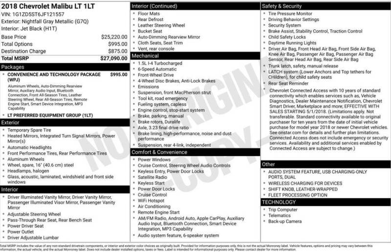 2018 Chevrolet Malibu LT
