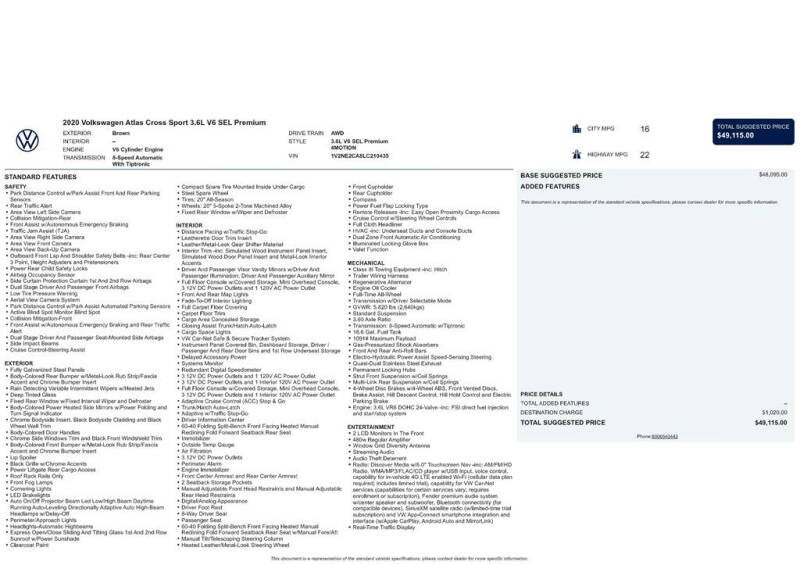 2020 Volkswagen Atlas Cross Sport V6 SEL Premium 4Motion