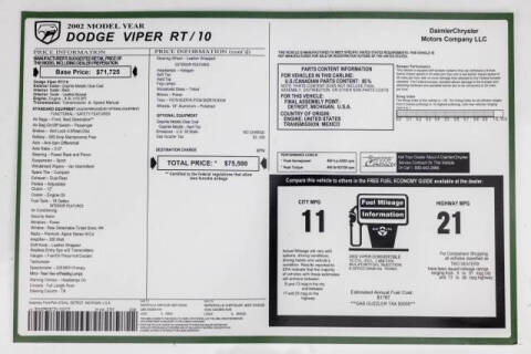 2002 Dodge Viper RT/10