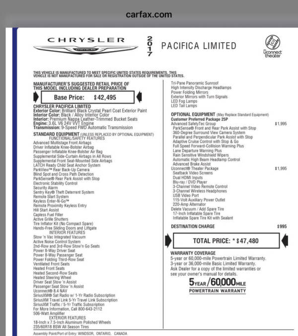 2017 Chrysler Pacifica Limited