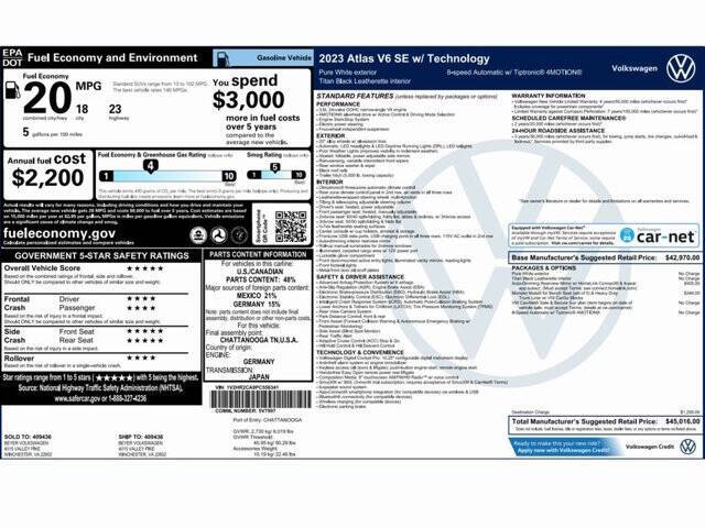 2023 Volkswagen Atlas V6 SE 4Motion