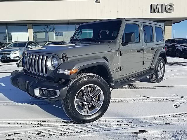 Used 2021 Jeep Wrangler Unlimited Sahara with VIN 1C4HJXEN7MW534435 for sale in Bellefontaine, OH