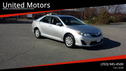 2012 Toyota Camry for sale at United Motors in Fredericksburg VA