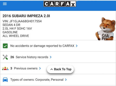 2016 Subaru Impreza 2.0i