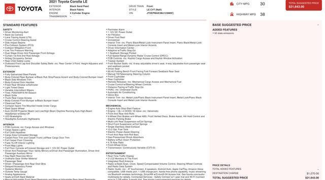 2021 Toyota Corolla LE