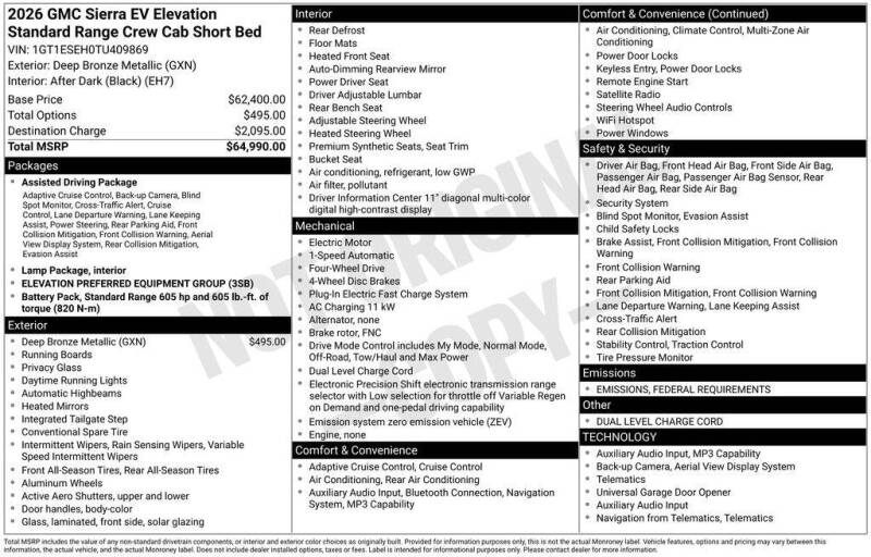 2026 GMC Sierra EV Elevation