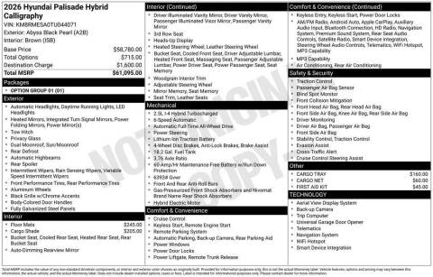 2026 Hyundai PALISADE Hybrid Calligraphy