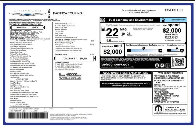 2023 Chrysler Pacifica Touring L