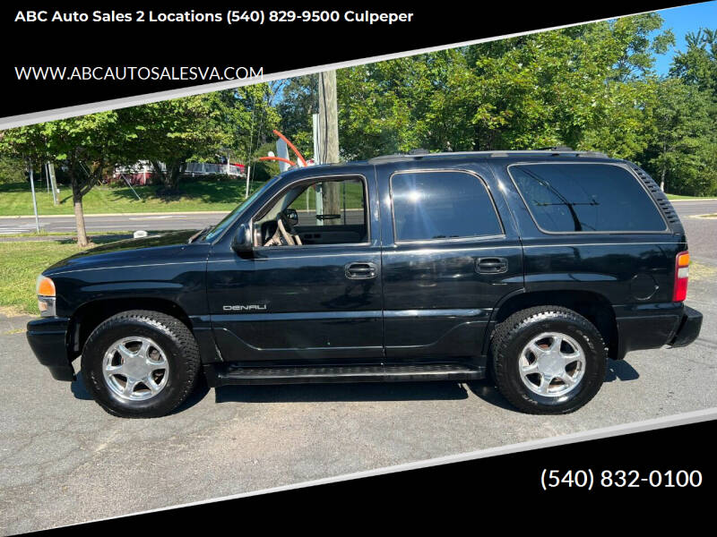 2002 GMC Yukon for sale at ABC Auto Sales 2 locations (540) 829-9500 Culpeper in Culpeper VA