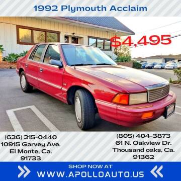 1992 Plymouth Acclaim for sale at Apollo Auto El Monte - Apollo Auto Thousand Oaks in Thousand Oaks CA