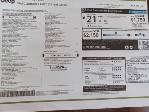 2016 Jeep Grand Cherokee Limited 75th Anniversary