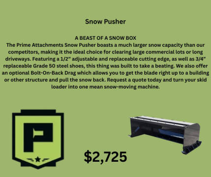 2025 PRIME 8 FT SNOW PUSHER W/BACK DRAG
