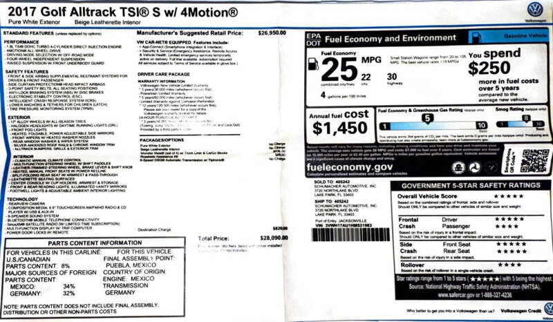 2017 Volkswagen Golf Alltrack TSI S 4Motion
