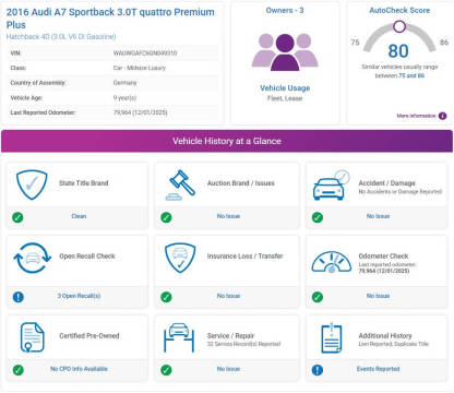 2016 Audi A7 3.0T quattro Premium Plus