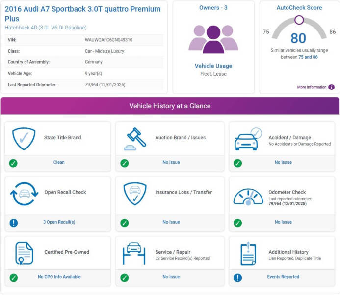 2016 Audi A7 3.0T quattro Premium Plus