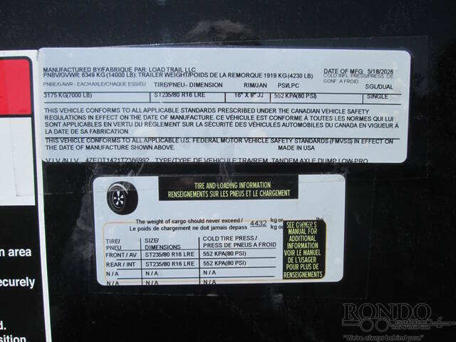 2026 Load Trail Dump DL8314072