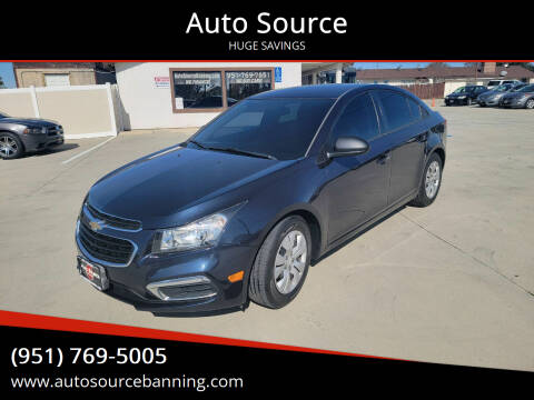 2015 Chevrolet Cruze for sale at Auto Source in Banning CA