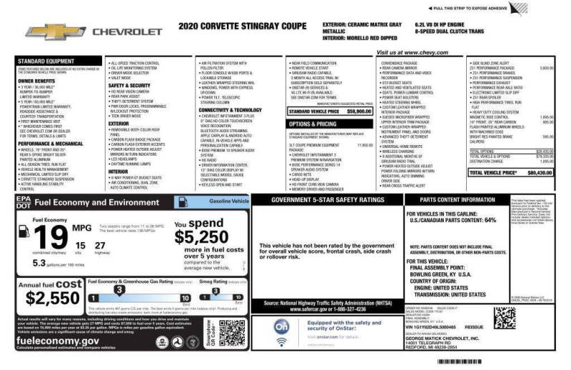 2020 Chevrolet Corvette Stingray