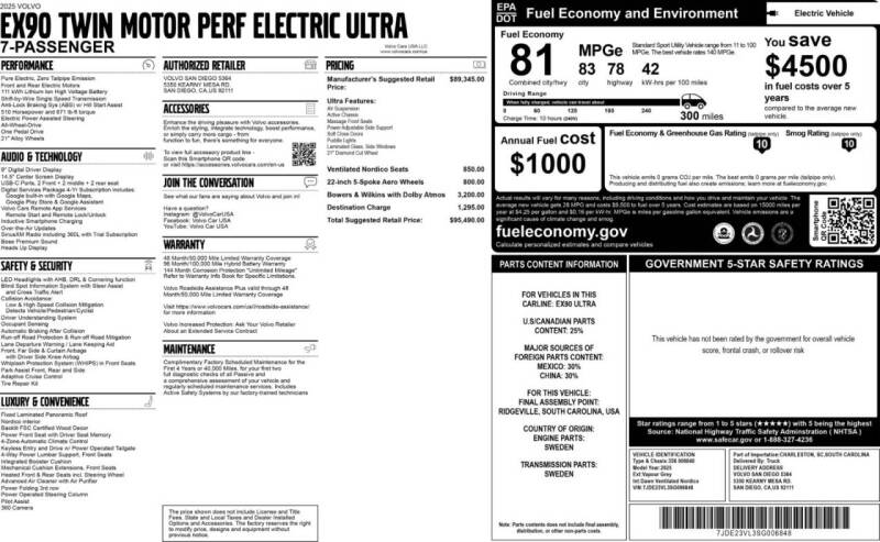 2025 Volvo EX90 Twin Performance Ultra 7P
