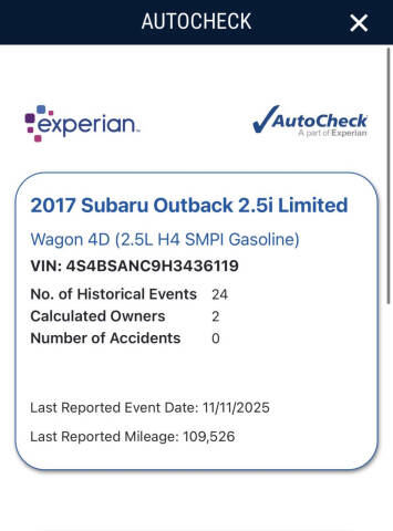 2017 Subaru Outback 2.5i Limited