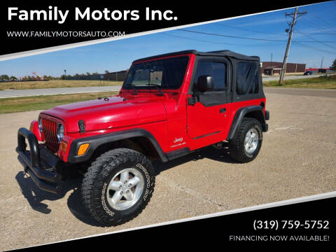 2003 Jeep Wrangler for sale at Family Motors Inc. in West Burlington IA