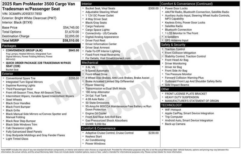 2025 RAM ProMaster