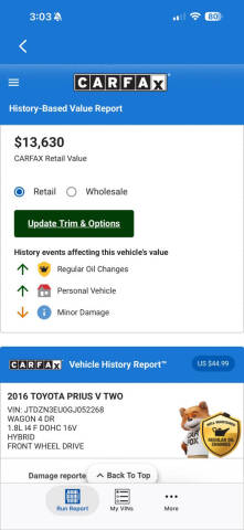 2016 Toyota Prius v Two