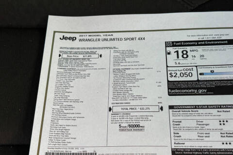 2017 Jeep Wrangler Unlimited Sport