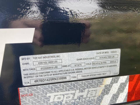 2026 Top Hat Trailers 83 x 16 Dump Trailer