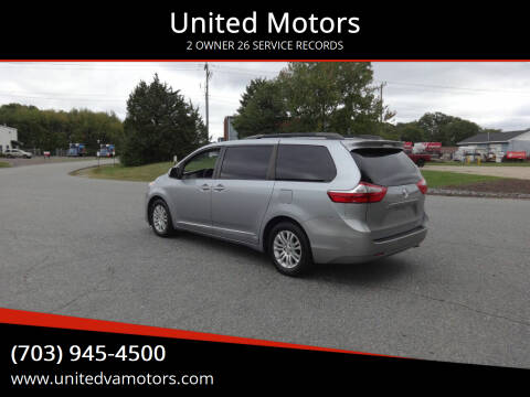 2017 Toyota Sienna for sale at United Motors in Fredericksburg VA