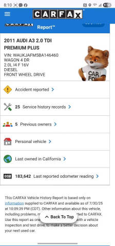 2011 Audi A3 2.0 TDI Premium Plus