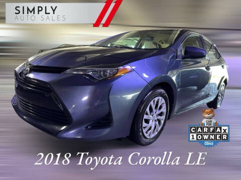 2018 Toyota Corolla for sale at Simply Auto Sales in Lake Park FL