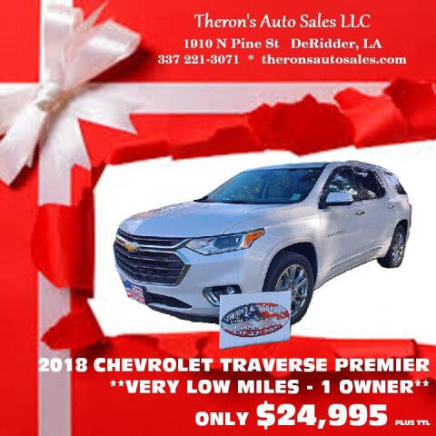 2018 Chevrolet Traverse for sale at Theron's Auto Sales, LLC in Deridder, LA