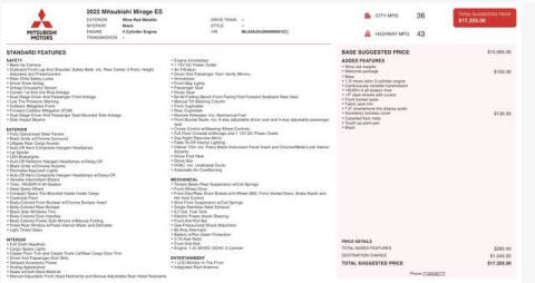 2022 Mitsubishi Mirage ES