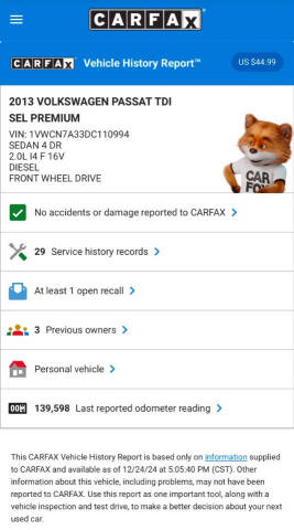 2013 Volkswagen Passat TDI SEL Premium