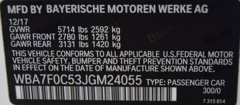 2018 BMW 7 Series 750i