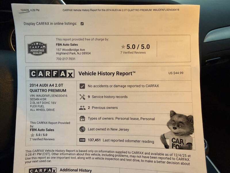 2014 Audi A4 2.0T quattro Premium