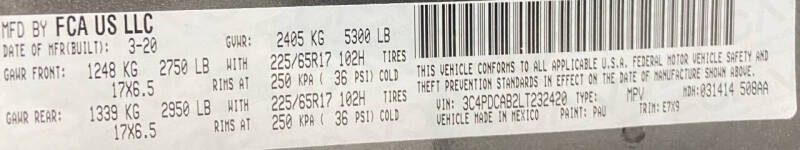 2020 Dodge Journey SE Value