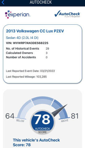 2013 Volkswagen CC Lux PZEV