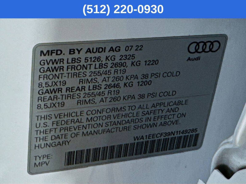 2022 Audi Q3 quattro S line Prem Plus 45 TFSI