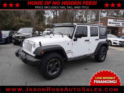 2016 Jeep Wrangler Unlimited for sale at Jason Ross Auto Sales in Burlington NC