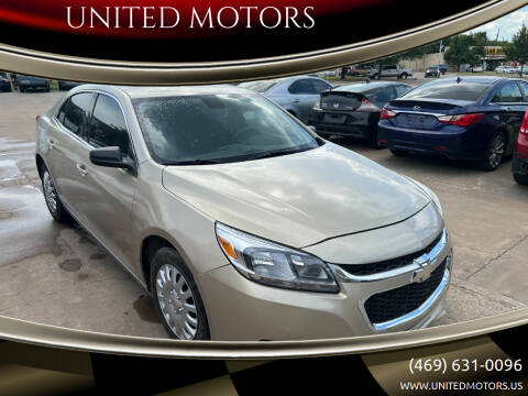 2015 Chevrolet Malibu for sale at UNITED MOTORS in Mckinney TX