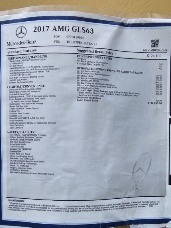 2017 Mercedes-Benz GLS AMG GLS 63