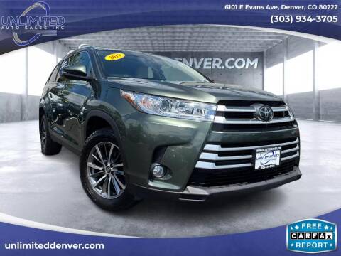 2019 Toyota Highlander for sale at Unlimited Auto Sales in Denver CO