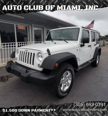 2015 Jeep Wrangler Unlimited for sale at AUTO CLUB OF MIAMI, INC in Miami FL