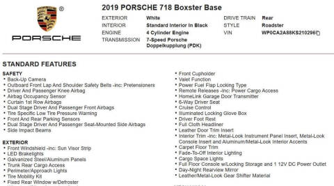 2019 Porsche 718 Boxster
