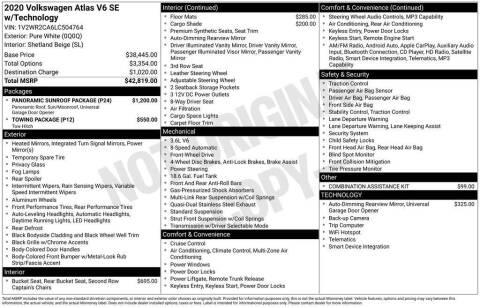 2020 Volkswagen Atlas V6 SE