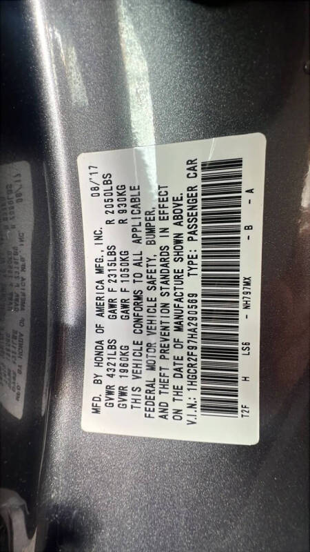 2017 Honda Accord EX-L w/Navi w/Honda Sensing